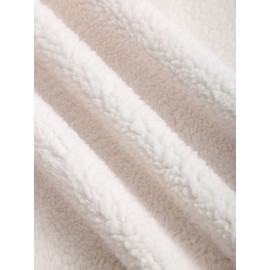 Women'S Y2K Retro Double-Breasted Faux Fur Coat - Burgundy & White, Asymmetrical Hem, Loose Fit, Long Sleeve, Winter Outerwear for Fall/Winter, Winter Coat