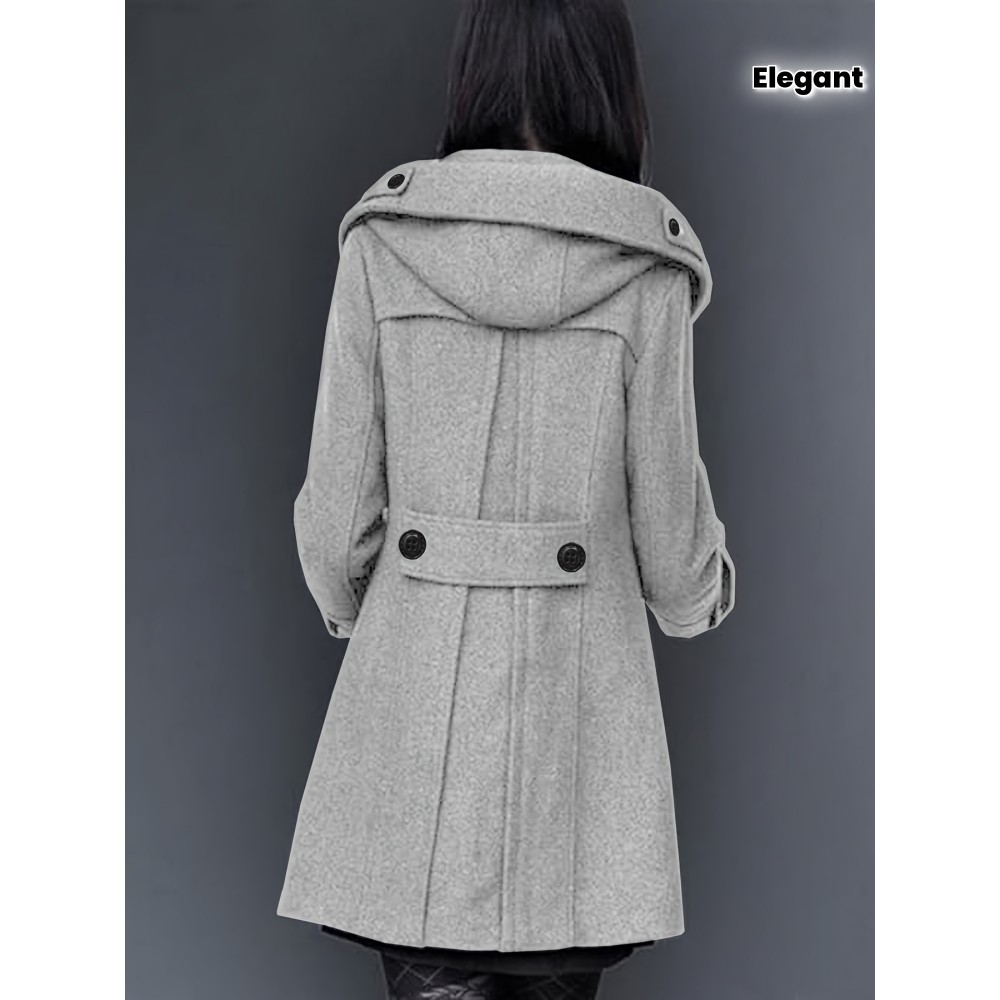Women's Heavyweight Tweed Coat - Elegant Winter Outerwear, Structured H-Silhouette Long Jacket for Cold Weather, Formal & Everyday Use - Non-Stretch Fabric (Hand Wash/Dry Clean), Ladies Winter Coats