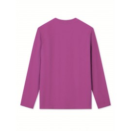 Women's Casual Long Sleeve T-Shirt with Fox & Maple Leaf Geometric Print - Vibrant Orange & Red on Grey, Round Neck, Machine Washable, Spring/Summer Vacation & Casual Attire, Versatile Streetwear, Spring Summer Apparel, Comfortable Fabric