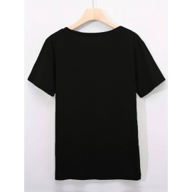 Women'S Cute Japanese Samurai Cat Poster T-Shirt - Sumi-e Art Print, Casual Crew Neck Short Sleeve Top for Summer & Spring, Soft Polyester Fabric, Casual Wear | Japanese Style Top | Smooth Texture