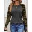 [Everyday Comfort] Women'S Camo Long Sleeve T-Shirt - Casual Crew Neck, Stretchy Fabric, Regular Fit with Asymmetrical Hem, Perfect for Spring & Fall, Ladies T Shirts