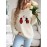 Women'S Cozy Beige Sweater with Adorable Ladybug Print - Long Sleeve, Crew Neck, Loose Fit, Perfect for Fall & Winter, Casual Style, Casual Winter Wear | Playful Print Top | Construction, Sweater Dress