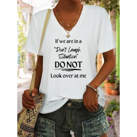 Women'S Casual V-Neck T-Shirt with 