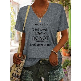 Women'S Casual V-Neck T-Shirt with 